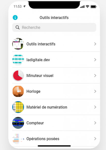 Capture d'écran de la webapplication sur laquelle on peut voir la digitale.dev, une image de minuteur, d'une horloge...